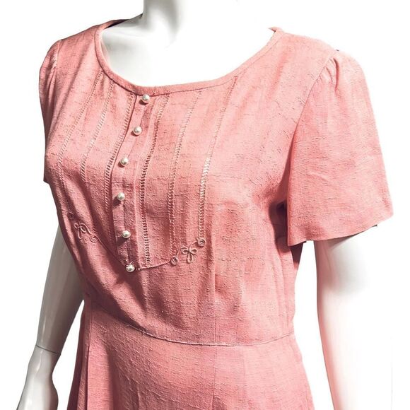 Vintage Pink Midi Dress Size 14 - Picture 3 of 8
